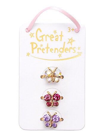 Set di 3 anelli farfalla scintillanti | great pretenders | great pretenders