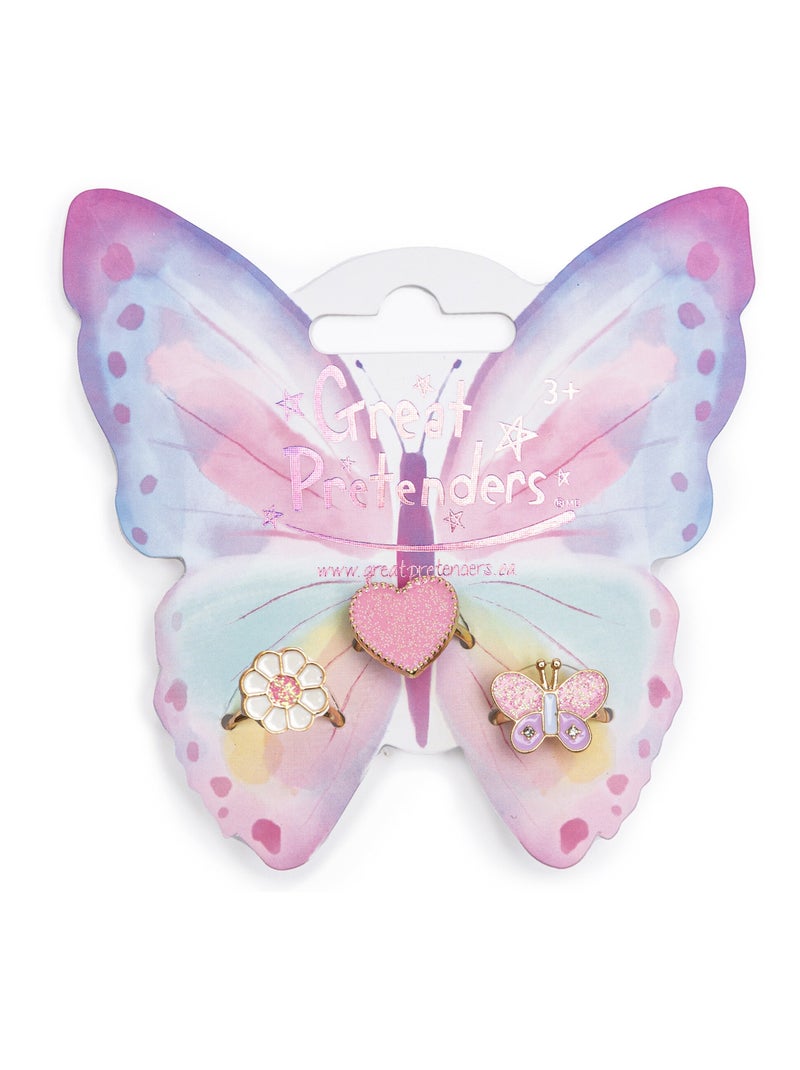 Set di 3 anelli regolabili wonderland | Great Pretenders Rosa - Kiabi