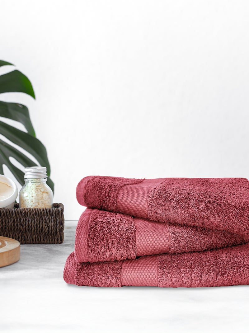 Set di 3 asciugamani in spugna 50x90 cm 500 g/m² 100% cotone Bordeaux - Kiabi