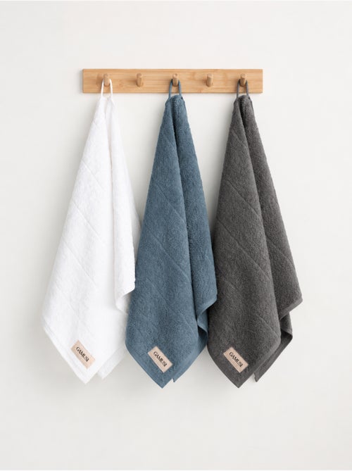 Set di 3 asciugamani viso 100% cotone, colori assortiti, tessuto spugna - Gamusi - Kiabi