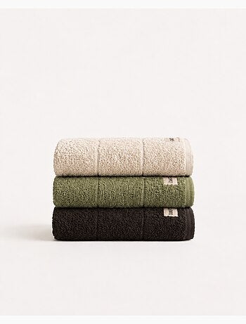 Set di 3 asciugamani viso 100% cotone, colori assortiti, tessuto spugna - Gamusi