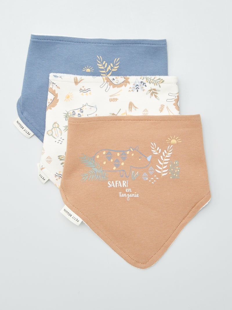 Set di 3 bavaglini forma bandana BEIGE - Kiabi