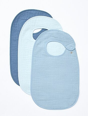 Set di 3 bavaglini in garza di cotone con fodera in spugna