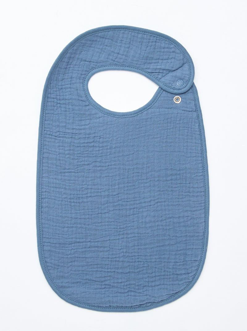 Set di 3 bavaglini in garza di cotone con fodera in spugna Blu - Kiabi