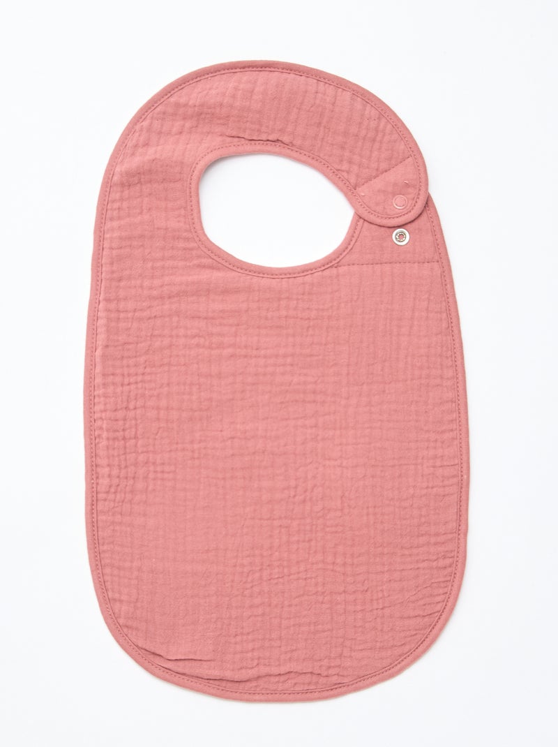Set di 3 bavaglini in garza di cotone con fodera in spugna Rosa - Kiabi