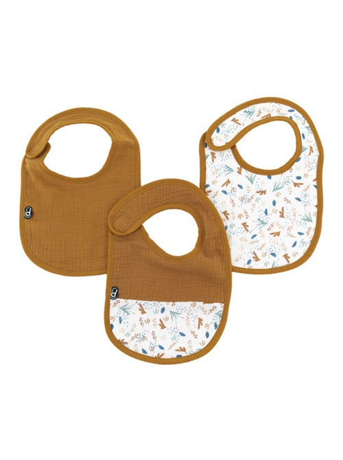 Set di 3 bavaglini in mussola con motivo vegetale - Kiabi