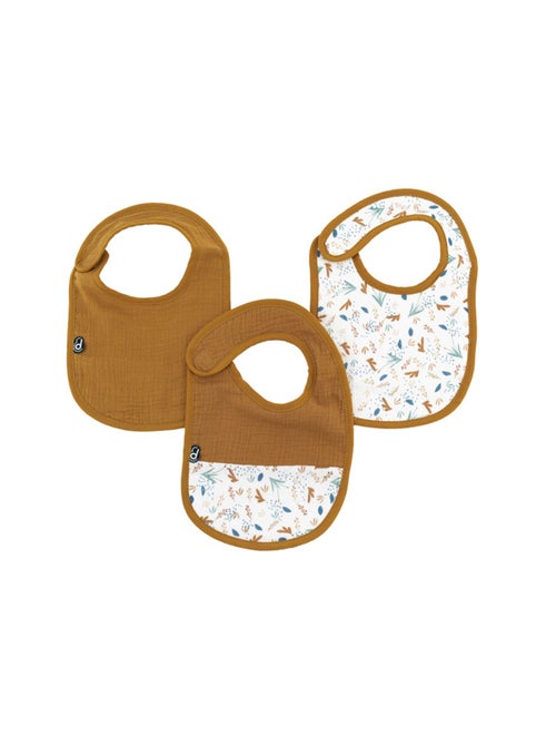 Set di 3 bavaglini in mussola con motivo vegetale - Kiabi