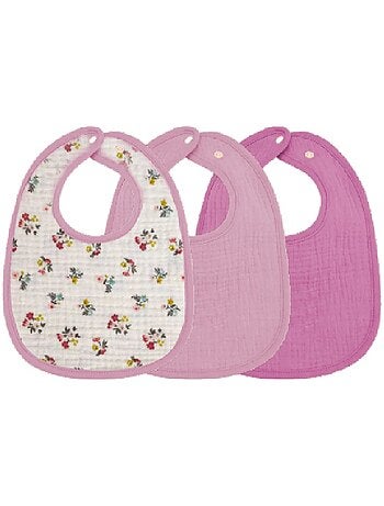 Set di 3 bavaglini per neonati in garza di cotone, Fleur Les Chatounets