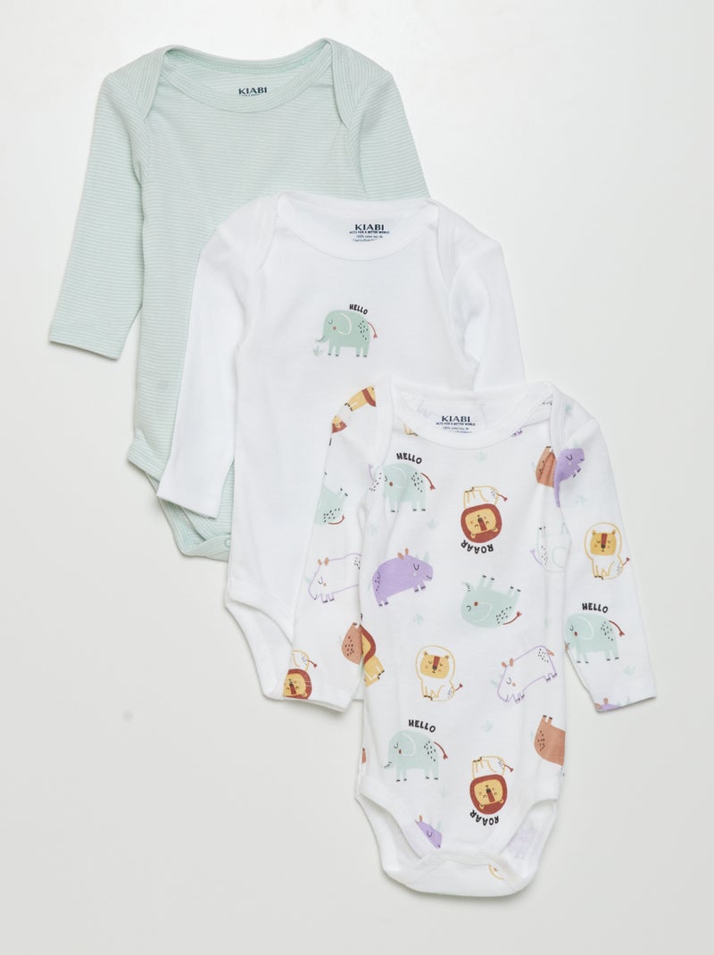 Set di 3 body a maniche lunghe BIANCO - Kiabi