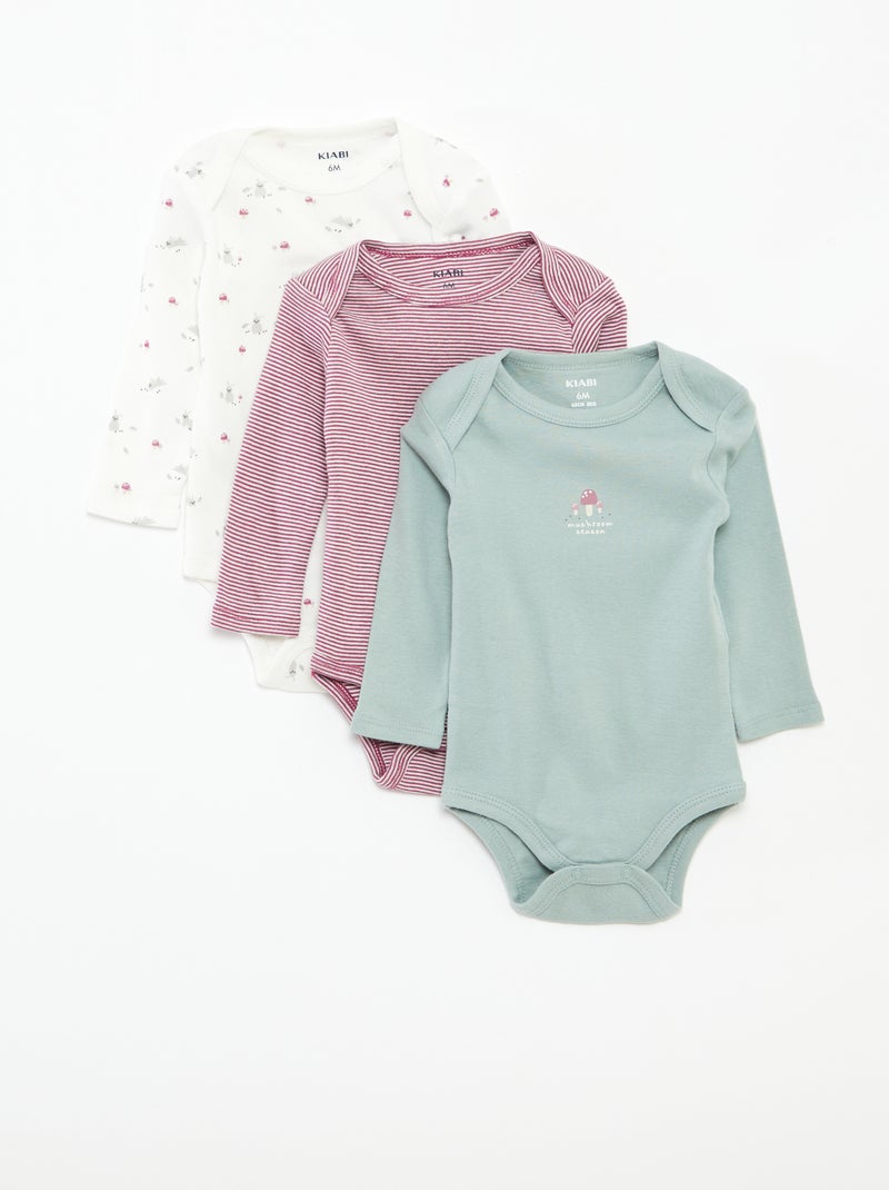 Set di 3 body a maniche lunghe Bianco - Kiabi
