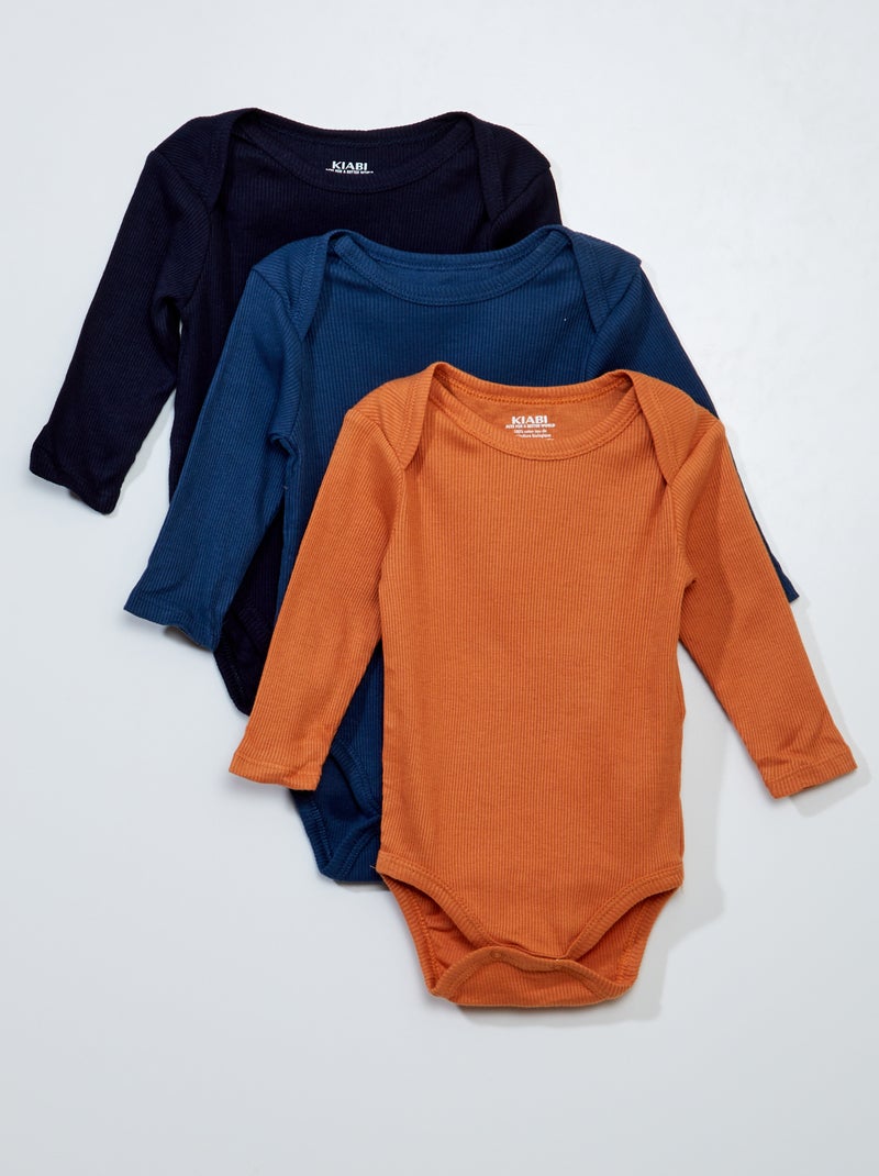 Set di 3 body a maniche lunghe BLU - Kiabi