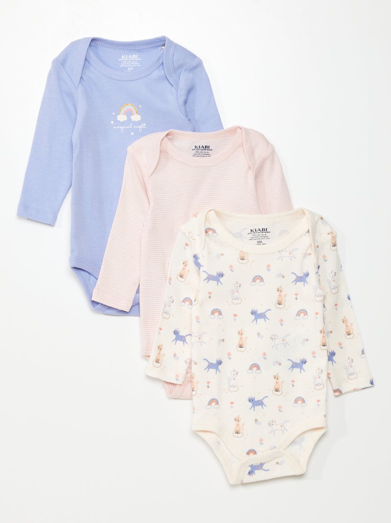 Set di 3 body a maniche lunghe BLU - Kiabi