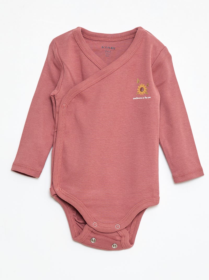 Set di 3 body a maniche lunghe con apertura a pressione Rosa - Kiabi