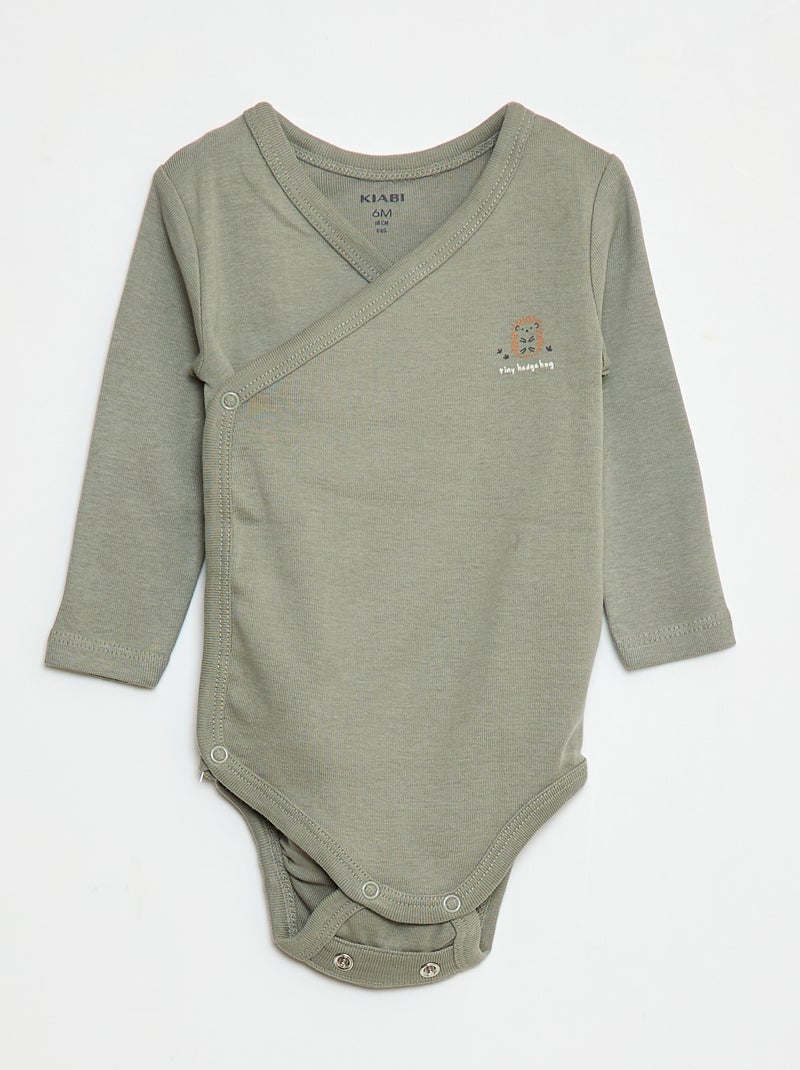 Set di 3 body a maniche lunghe con apertura a pressione Verde - Kiabi