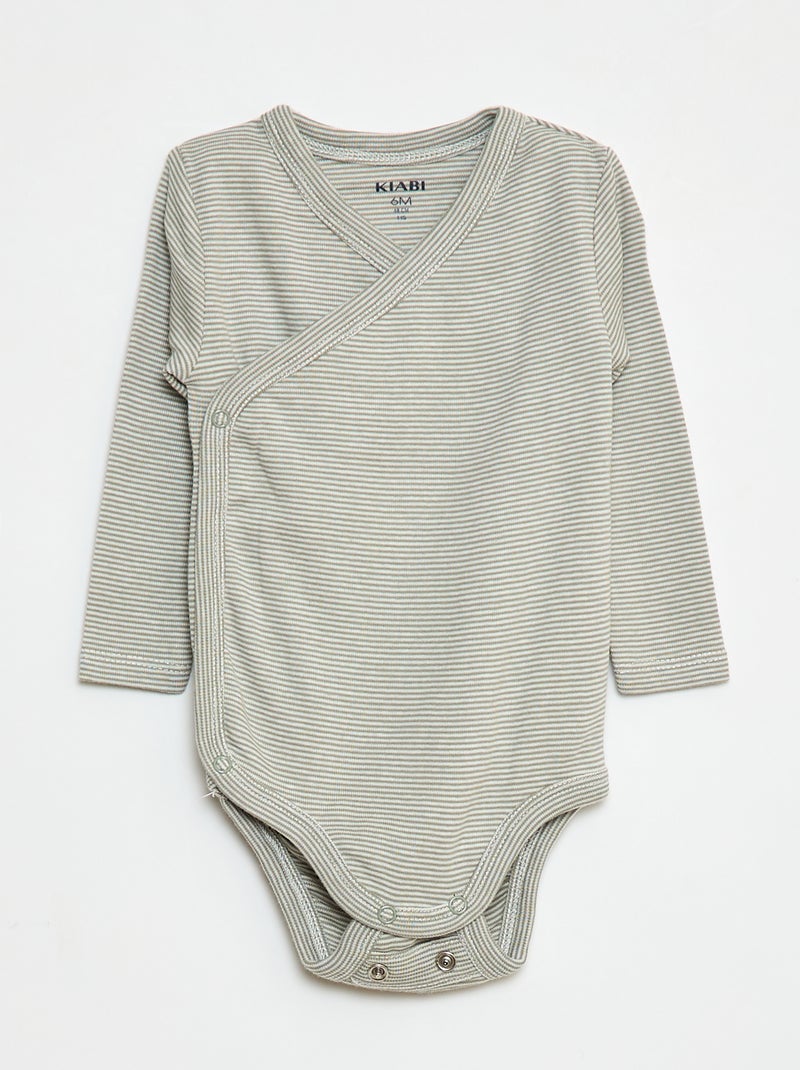 Set di 3 body a maniche lunghe con apertura a pressione Verde - Kiabi