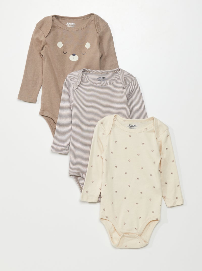 Set di 3 body a maniche lunghe MARRONE - Kiabi