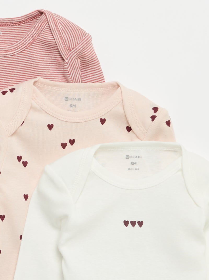 Set di 3 body a maniche lunghe Rosa - Kiabi