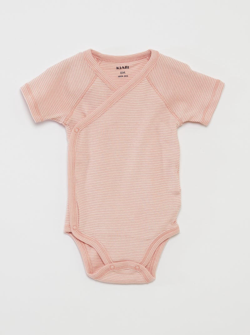 Set di 3 body con scollo incrociato ROSA - Kiabi