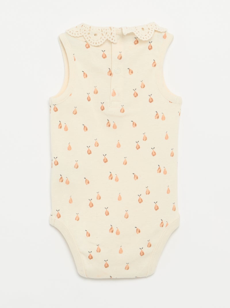 Set di 3 body con scollo rotondo e ricami Beige - Kiabi