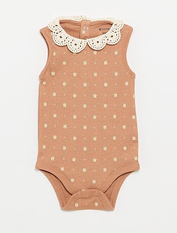 Set di 3 body con scollo rotondo e ricami