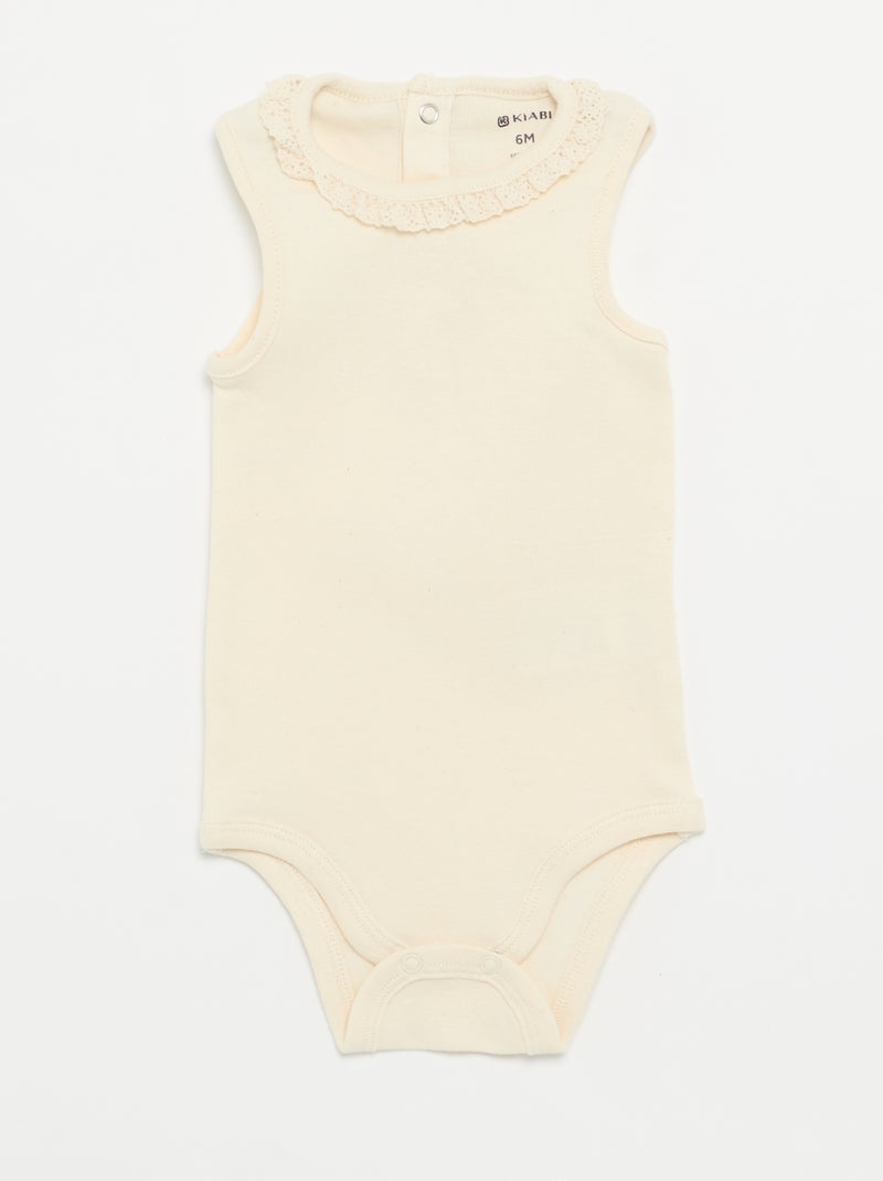 Set di 3 body con scollo rotondo e ricami Bianco - Kiabi