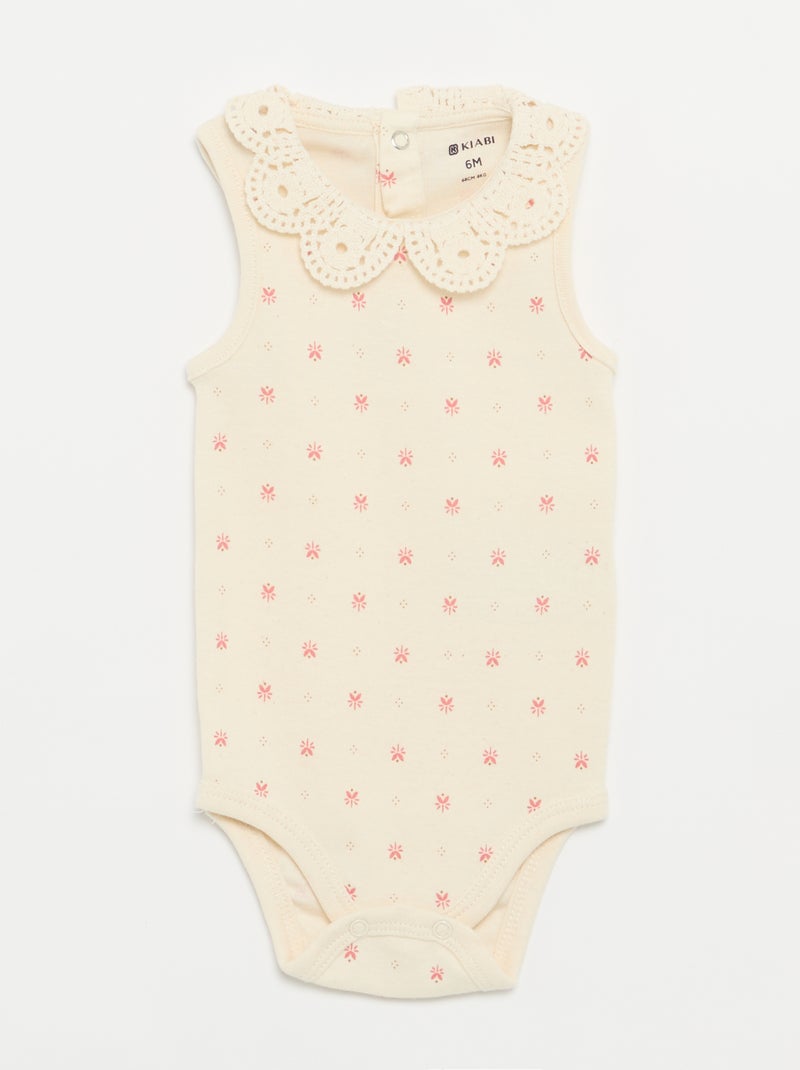 Set di 3 body con scollo rotondo e ricami Bianco - Kiabi