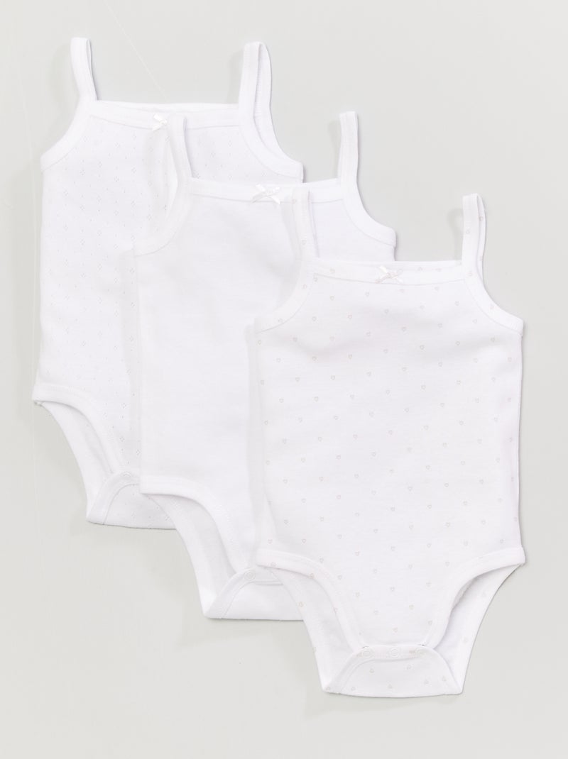 Set di 3 body con spalline sottili BIANCO - Kiabi