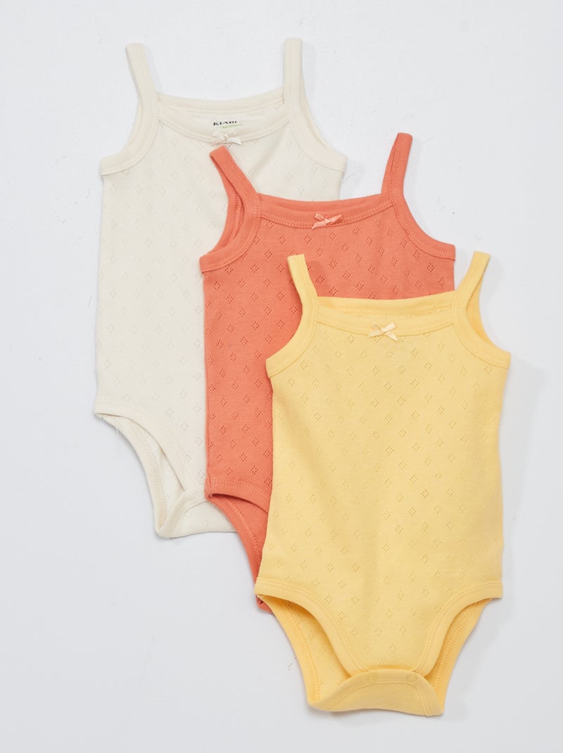 Set di 3 body con spalline sottili GIALLO - Kiabi
