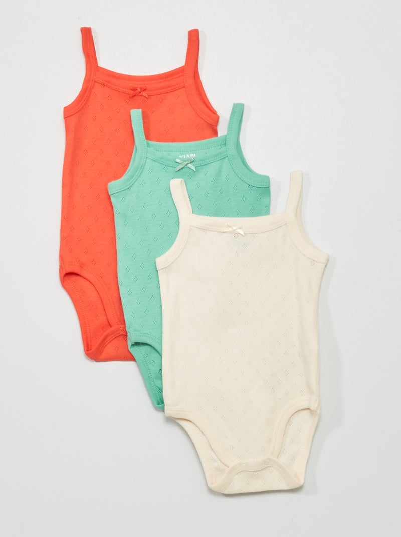 Set di 3 body con spalline sottili ROSSO - Kiabi