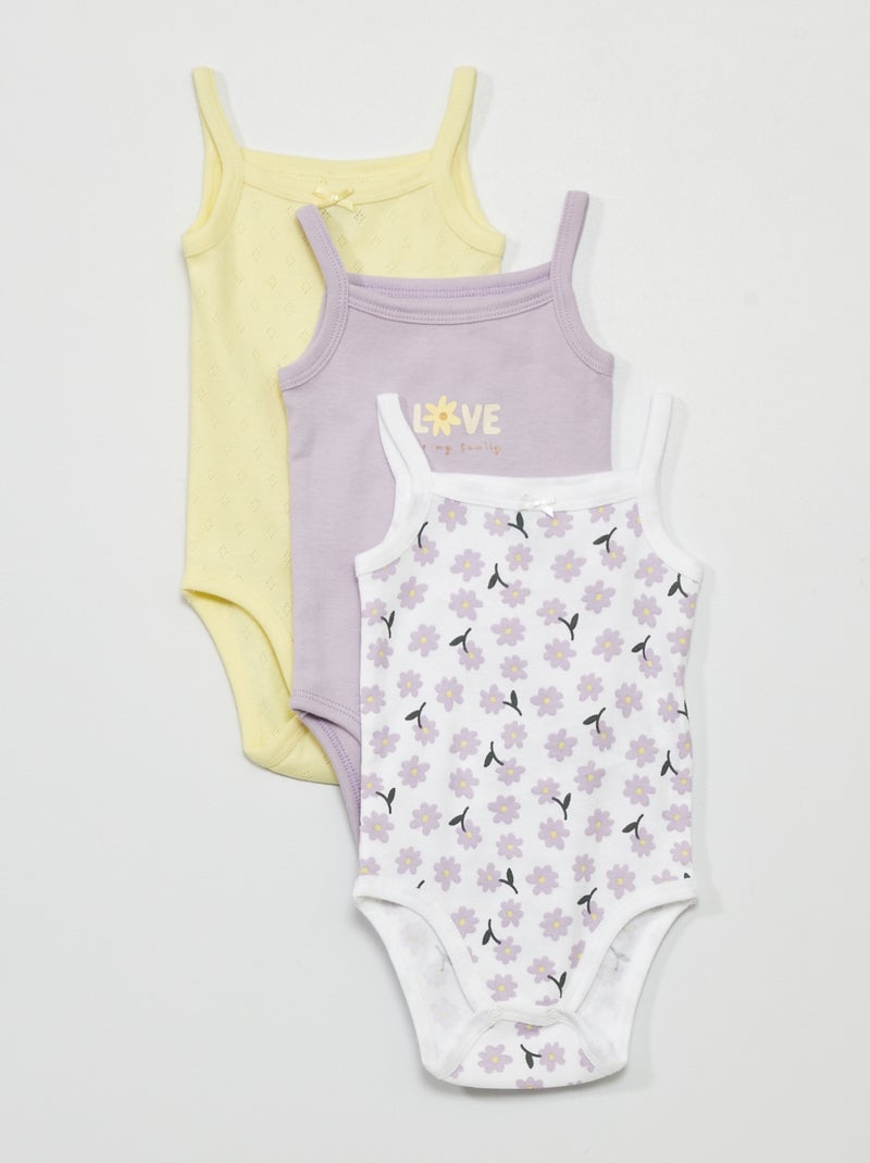 Set di 3 body con spalline sottili VIOLA - Kiabi