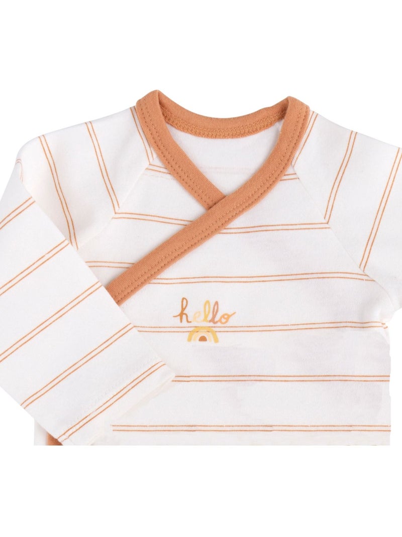 Set di 3 body da neonato in cotone a maniche - sauthon Bianco Giallo - Kiabi