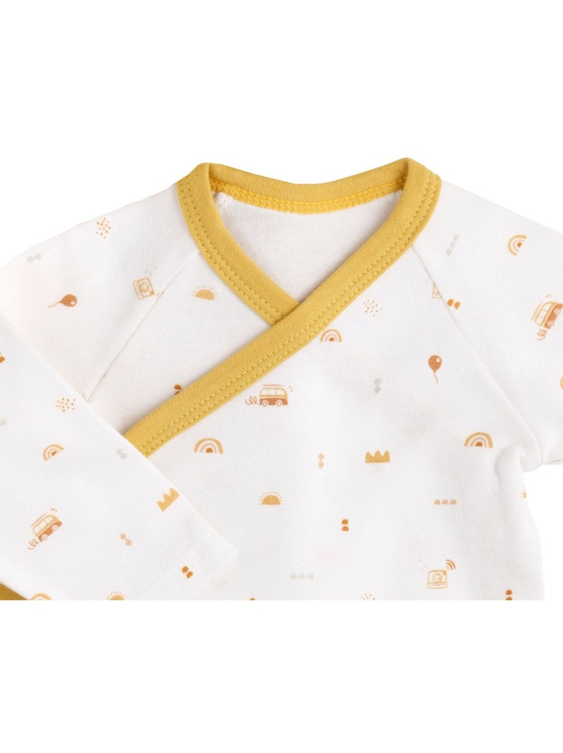 Set di 3 body da neonato in cotone a maniche - sauthon Bianco Giallo - Kiabi