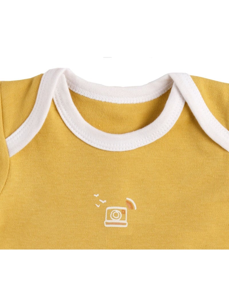 Set di 3 body da neonato in cotone a maniche - sauthon Bianco Giallo - Kiabi