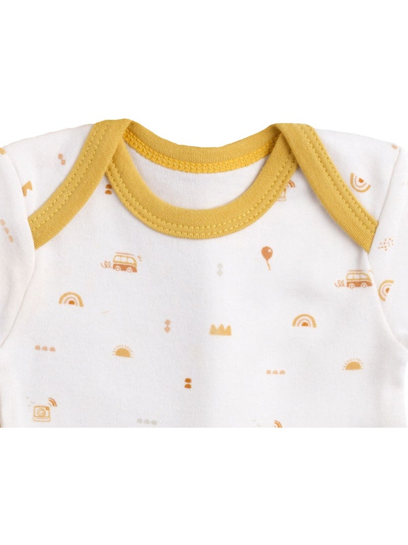 Set di 3 body da neonato in cotone a maniche - sauthon Bianco Giallo - Kiabi