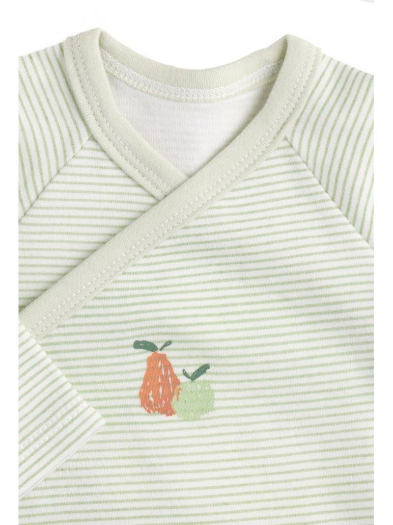 Set di 3 body da neonato in cotone a maniche - sauthon Bianco Verde - Kiabi