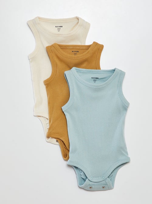Set di 3 body evolutivi a spalline tinta unita - Kiabi