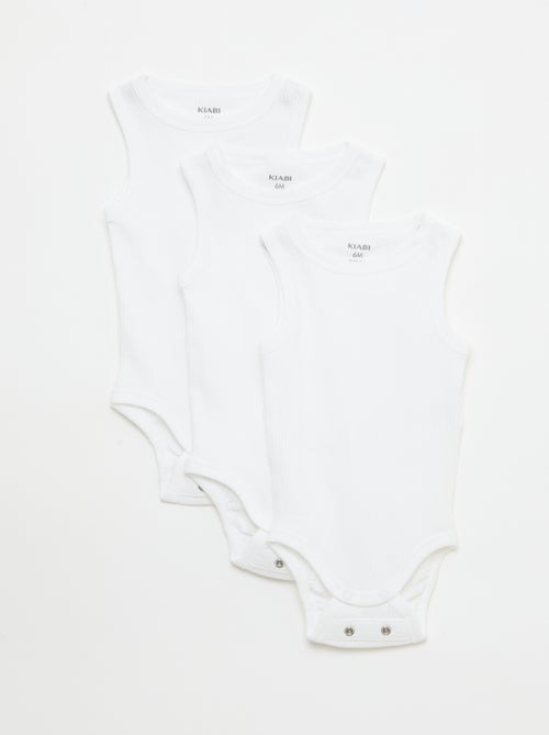 Set di 3 body evolutivi a spalline tinta unita - Kiabi