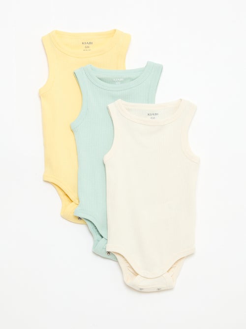 Set di 3 body evolutivi a spalline tinta unita - Kiabi