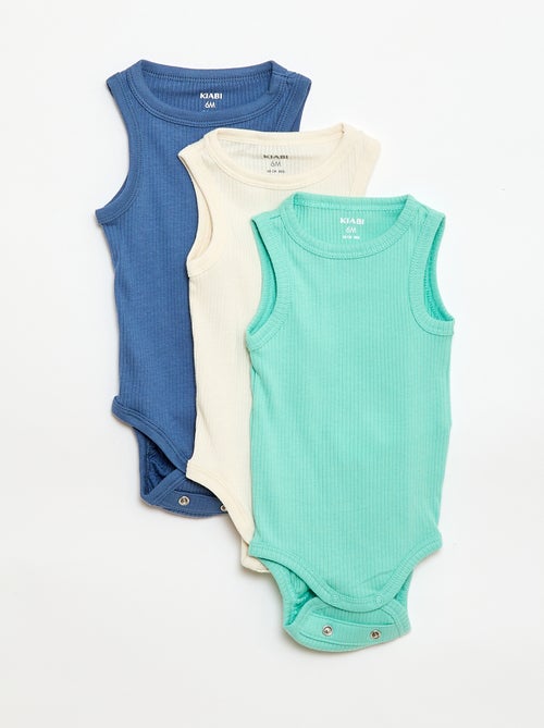 Set di 3 body evolutivi a spalline tinta unita - Kiabi