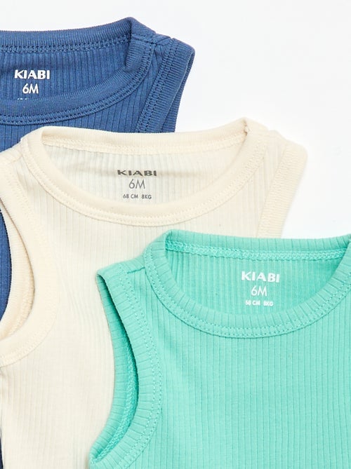 Set di 3 body evolutivi a spalline tinta unita - Kiabi