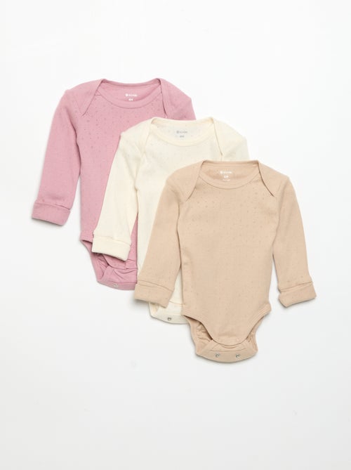 Set di 3 body evolutivi con scollo all'americana e maniche lunghe - Kiabi