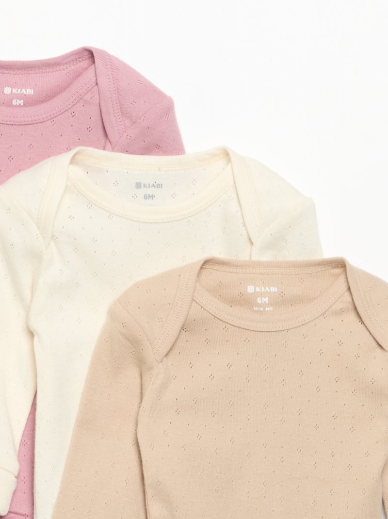 Set di 3 body evolutivi con scollo all'americana e maniche lunghe Rosa - Kiabi