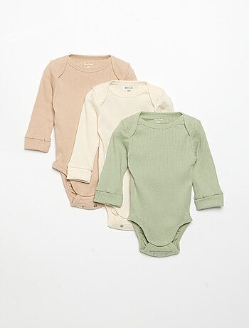 Set di 3 body neonato evolutivi collo all'americana e maniche lunghe