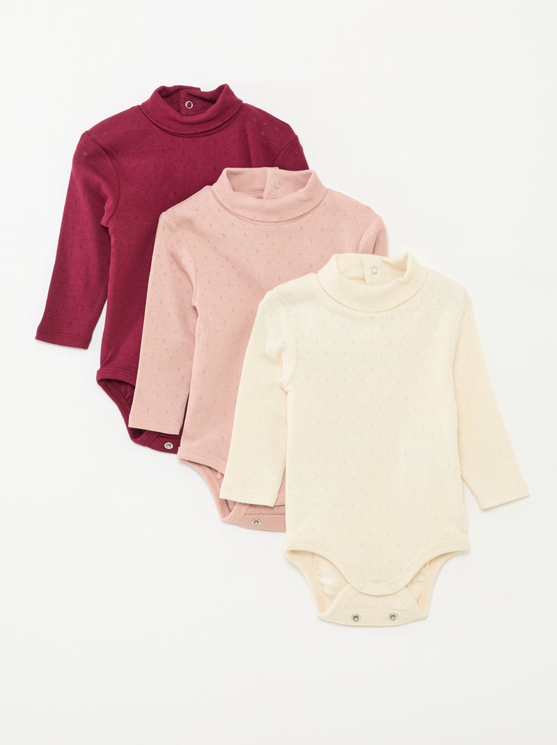 Set di 3 body evolutivi in maglia pointelle Viola - Kiabi