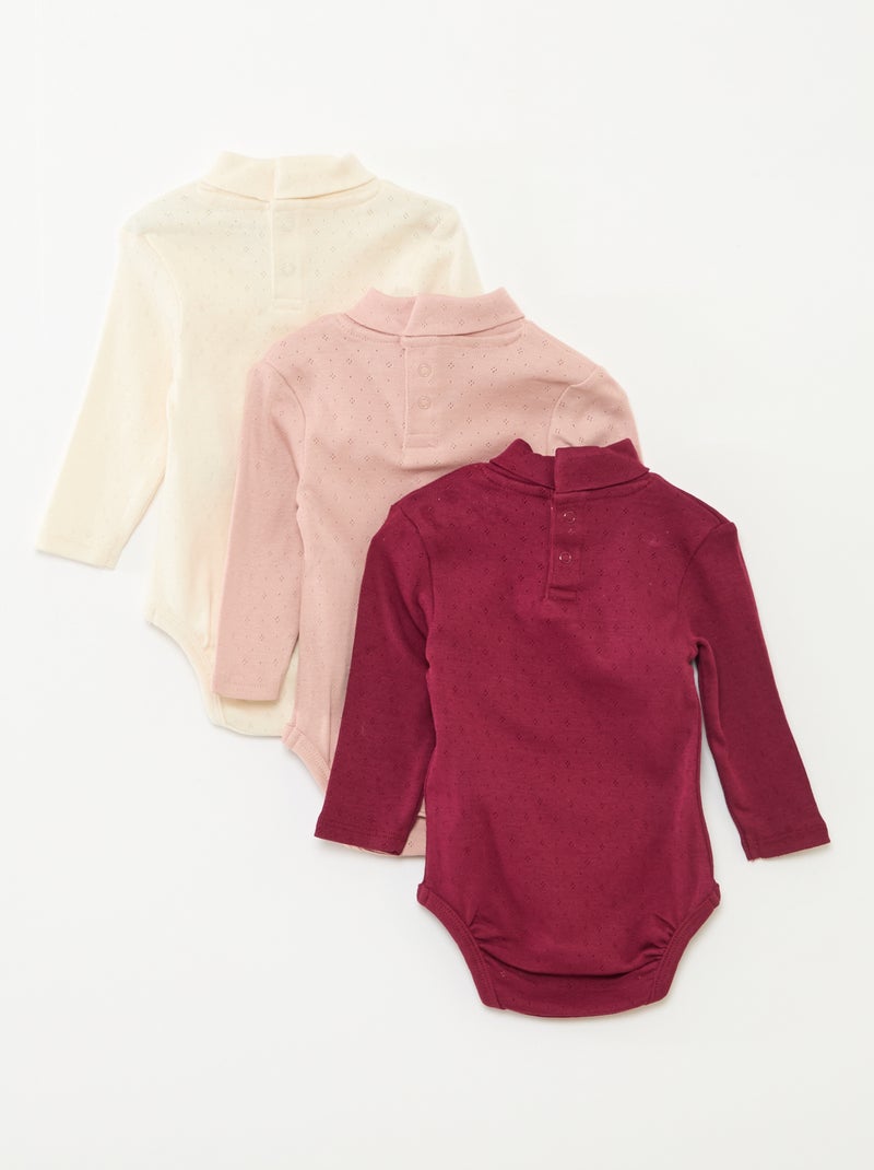 Set di 3 body evolutivi in maglia pointelle Viola - Kiabi