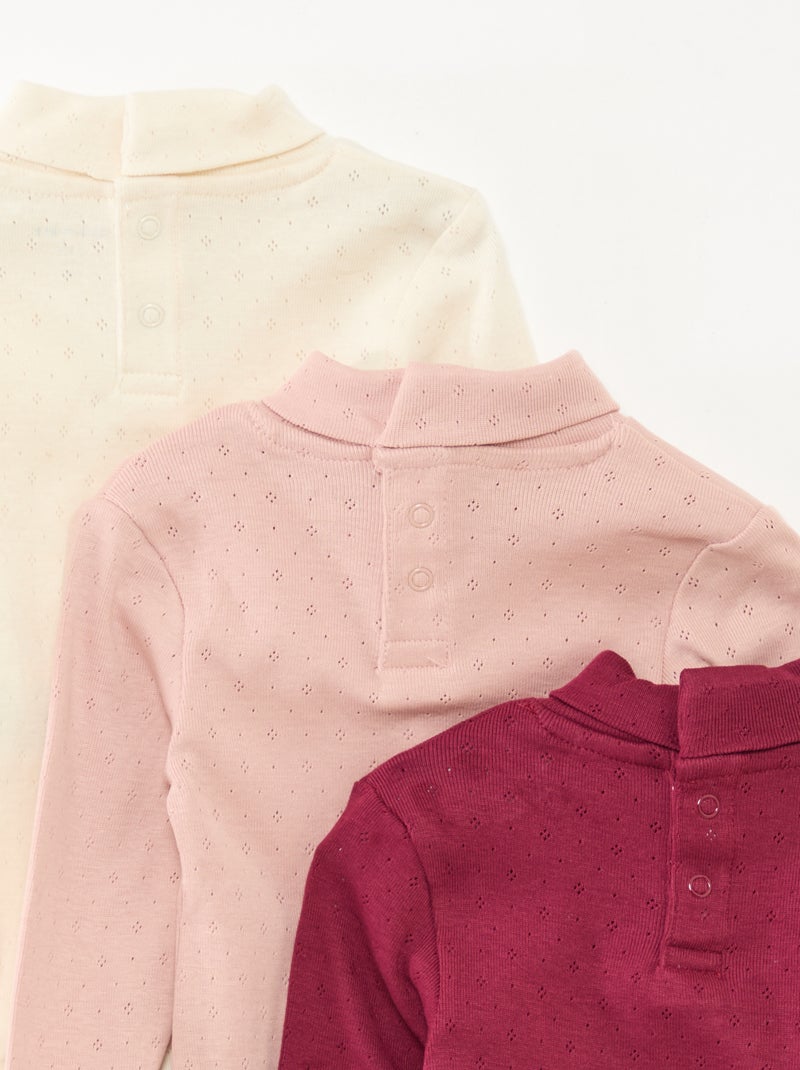 Set di 3 body evolutivi in maglia pointelle Viola - Kiabi