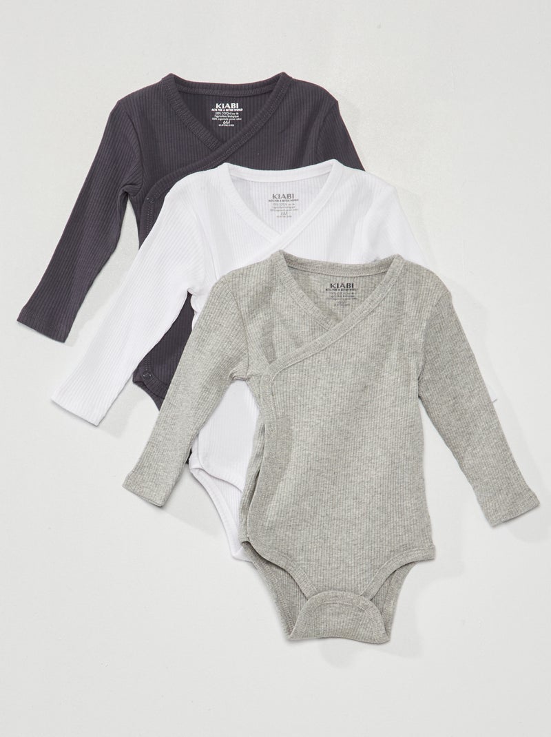 Set di 3 body in maglia a coste - 3 pezzi BLU - Kiabi