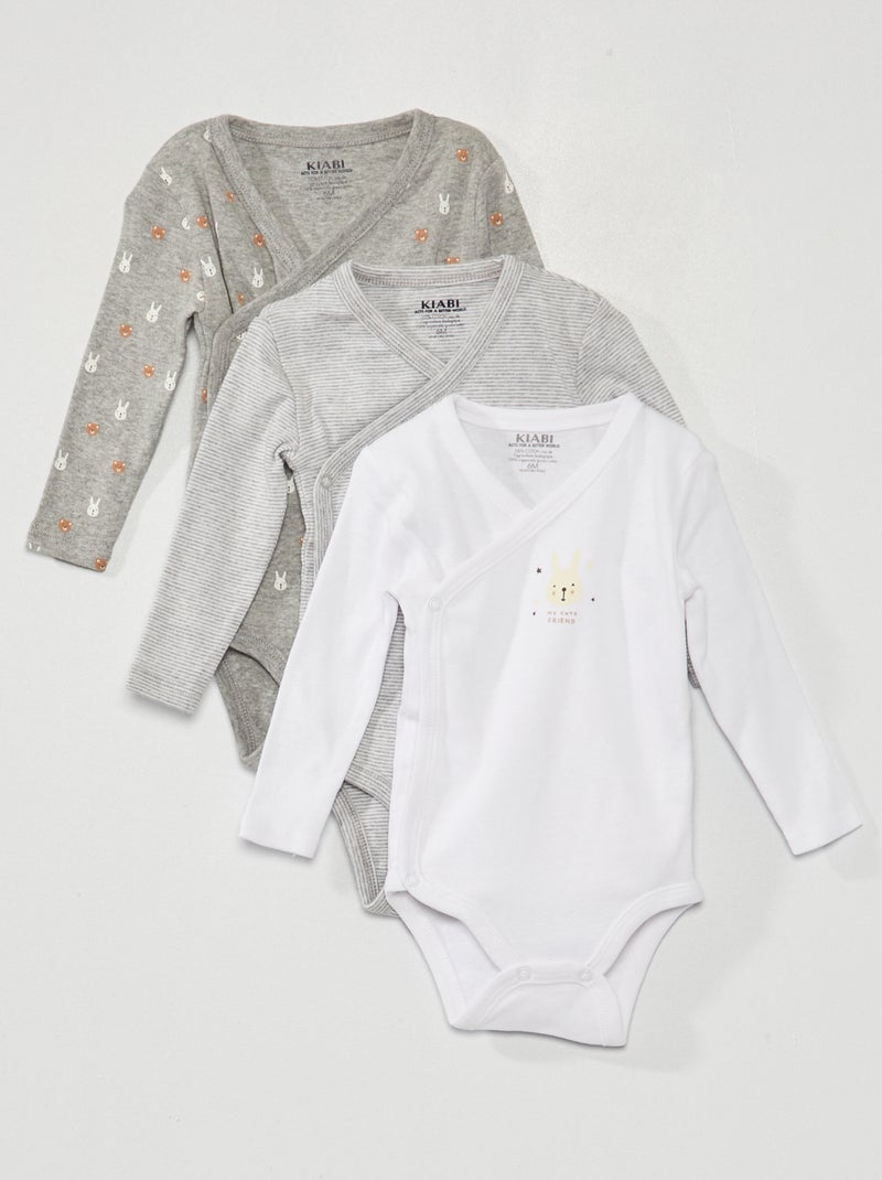 Set di 3 body in maglia a coste - 3 pezzi GRIGIO - Kiabi