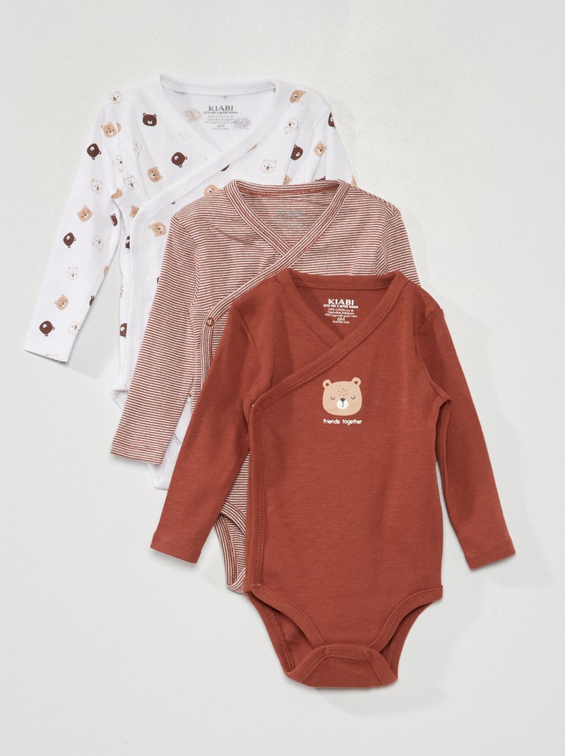 Set di 3 body in maglia a coste - 3 pezzi Marrone - Kiabi