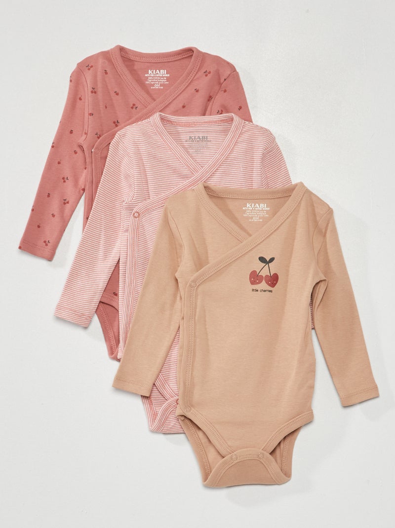 Set di 3 body in maglia a coste - 3 pezzi ROSA - Kiabi